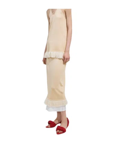 Bottega Veneta Silk Double Knit Skirt In Nude