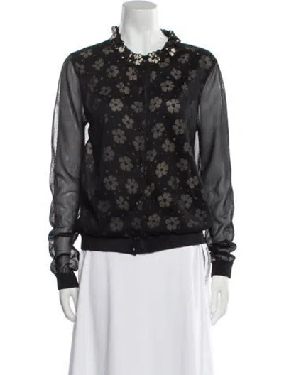 Pre-owned Bottega Veneta Silk Floral Print Sweatshirt In Black
