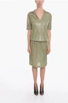 Bottega Veneta Silk Knit Midi Dress With Mirrored-studs