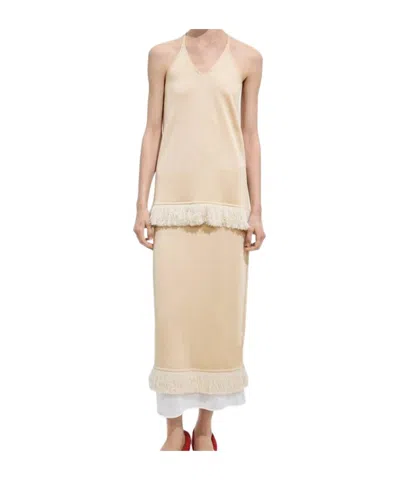 Bottega Veneta Silk Knit Top In Neutral