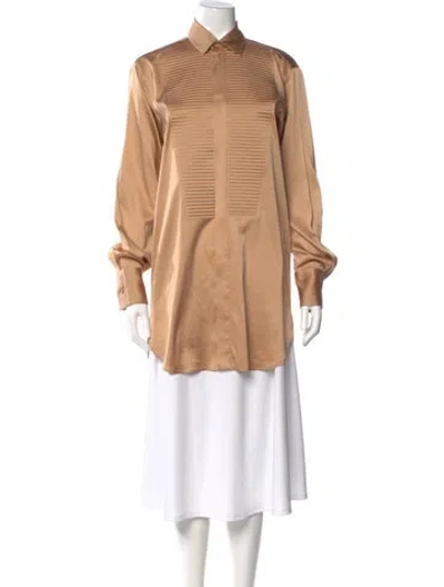 Pre-owned Bottega Veneta Silk Long Sleeve Blouse In Brown