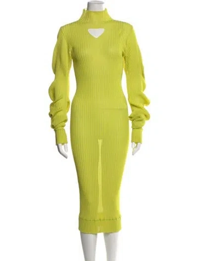 Pre-owned Bottega Veneta Silk Midi Length Dress In Green