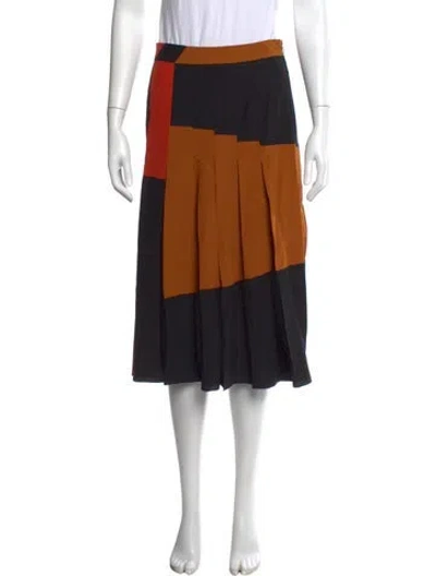 Pre-owned Bottega Veneta Silk Midi Length Skirt In Black