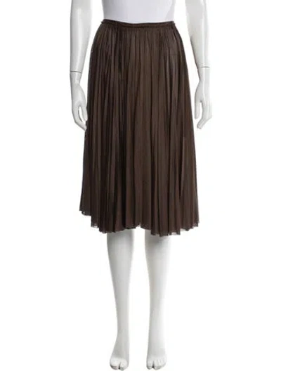 Pre-owned Bottega Veneta Silk Midi Length Skirt In Brown