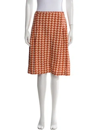 Pre-owned Bottega Veneta Silk Midi Length Skirt In Orange