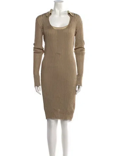 Pre-owned Bottega Veneta Silk Mini Dress In Neutral