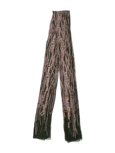 Pre-owned Bottega Veneta Silk Polka Dot Print Scarf In Green/pink