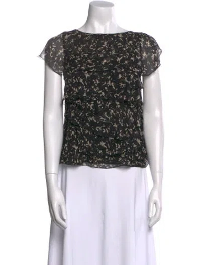 Pre-owned Bottega Veneta Silk Printed Blouse In Black