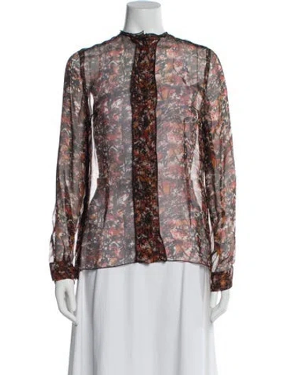 Pre-owned Bottega Veneta Silk Printed Blouse In Orange
