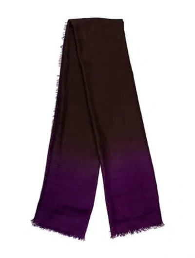Pre-owned Bottega Veneta Silk Printed Scarf In Purple