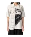 Bottega Veneta Campaign Print Oversize Silk Button-up Shirt In Chalk/black
