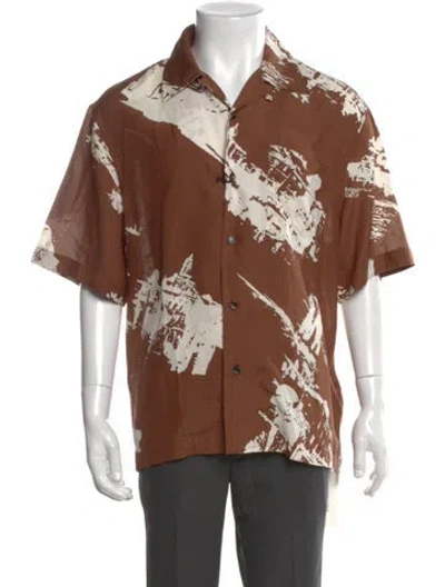 Pre-owned Bottega Veneta Silk Printed Shirt W/ Tags In Brown