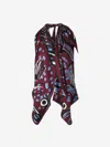 Bottega Veneta Fish Print Asymmetric Silk Twill Halter Top