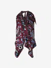 Bottega Veneta Fish Print Asymmetric Silk Twill Halter Top