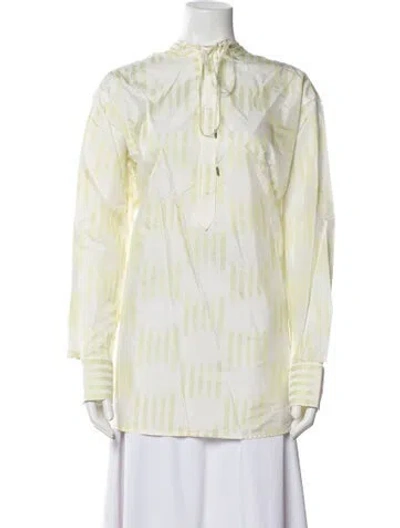 Pre-owned Bottega Veneta Silk Printed Tunic W/ Tags In Green