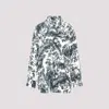 Bottega Veneta Multicolor Printed Silk Shirt In Chalk Inkwell