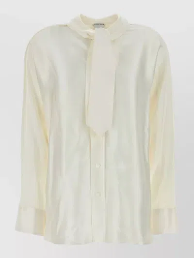 Bottega Veneta Silk Shirt Tie Neck Long Sleeves In White