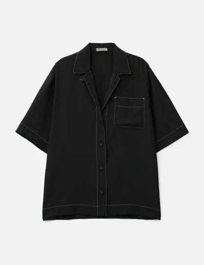 Bottega Veneta Silk Short Sleeve Shirt In Black