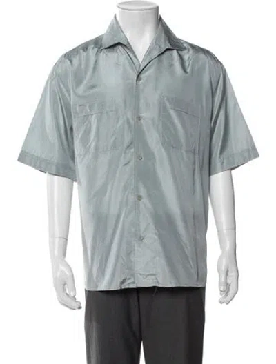 Pre-owned Bottega Veneta Silk Short Sleeve Shirt In Blue