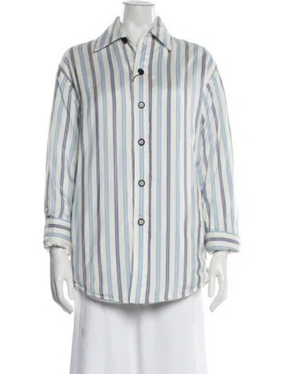 Pre-owned Bottega Veneta Silk Striped Jacket W/ Tags In Blue/white