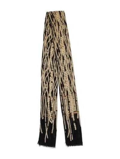 Pre-owned Bottega Veneta Silk Striped Scarf In Neutral
