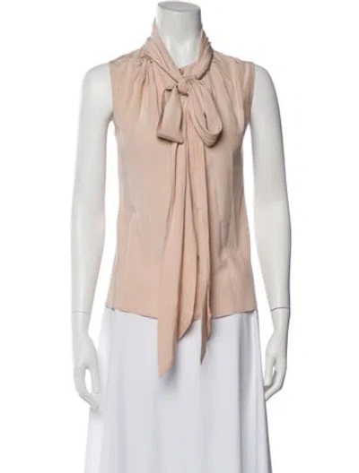 Pre-owned Bottega Veneta Silk Tie Neck Blouse In Neutral