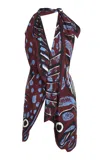 Bottega Veneta Fish Print Asymmetric Silk Twill Halter Top In Multi