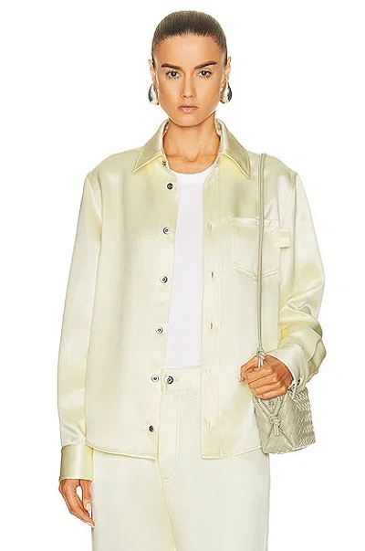 Bottega Veneta Silk Twill Long Sleeve Shirt In Camomile