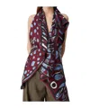 Shop Bottega Veneta Silk Twill Printed Top In Black Cherry/navy Blue