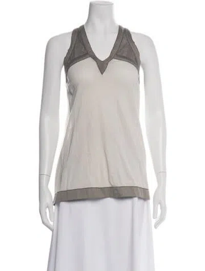 Pre-owned Bottega Veneta Silk V-neck Top In White