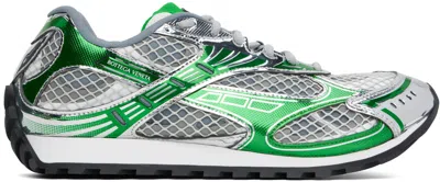 Bottega Veneta Silver & Green Orbit Sneakers In Parakeet