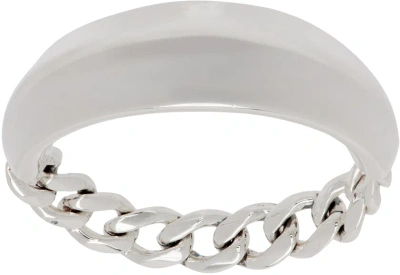 Bottega Veneta Silver Chain Detail Ring In 8117-silver