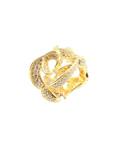 Bottega Veneta Silver Cz Ring (authentic Pre-loved) In Gold