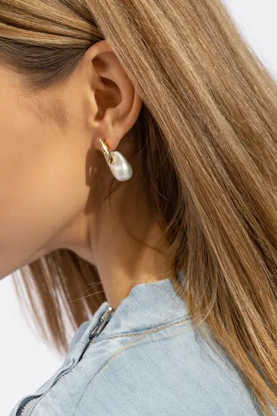 Bottega Veneta Silver Earrings In Gold