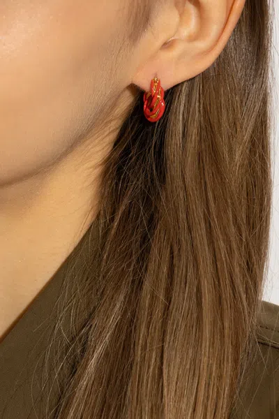 Bottega Veneta Silver Earrings In Red
