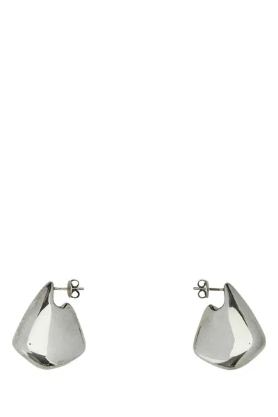 Bottega Veneta Silver Fin Earrings In Brown
