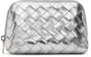 Bottega Veneta Silver Intrecciato Small Half-moon Beauty Pouch In 8101 Silver