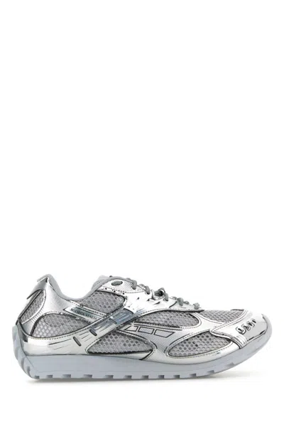 Bottega Veneta Silver Lace Up Sneakers