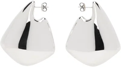 Bottega Veneta Silver Large Fin Earrings In 8117 Silver
