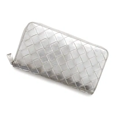 Pre-owned Bottega Veneta Silver Leather Long Wallet (bi-fold) ()