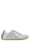 Bottega Veneta Silver Leather Orbit Flash Sneakers In Gray
