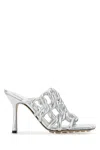 Bottega Veneta Reflection Woven Metallic Leather Mules