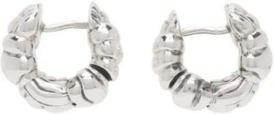 Bottega Veneta Silver Mini Pleat Hoop Earrings In 8117 Silver