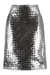 Bottega Veneta Intrecciato Lamb Leather Metallic Skirt