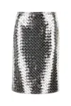 Bottega Veneta Intrecciato Lamb Leather Metallic Skirt In Silver