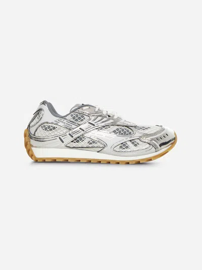 Bottega Veneta Metallic White Mesh Sneakers
