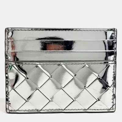 Pre-owned Bottega Veneta Silver Patent Card Holder