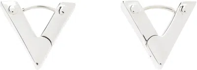 Bottega Veneta Silver Rivet Earrings In Metallic
