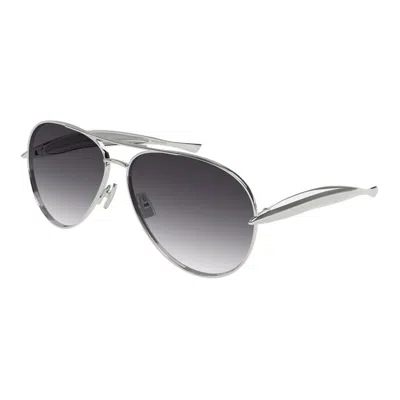 Bottega Veneta Silver-silver-grey Metal Sunglasses In Metallic