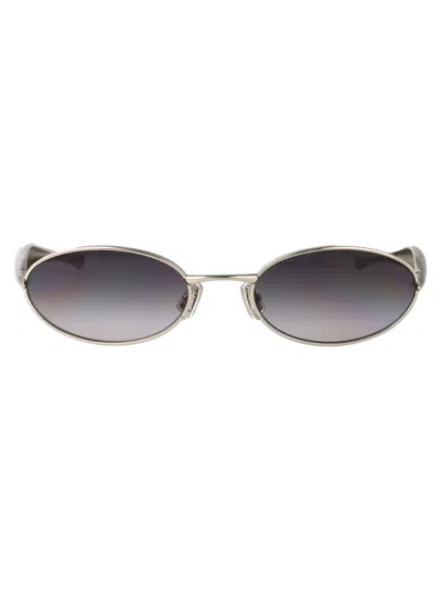 Bottega Veneta Silver-silver-grey Metal Sunglasses